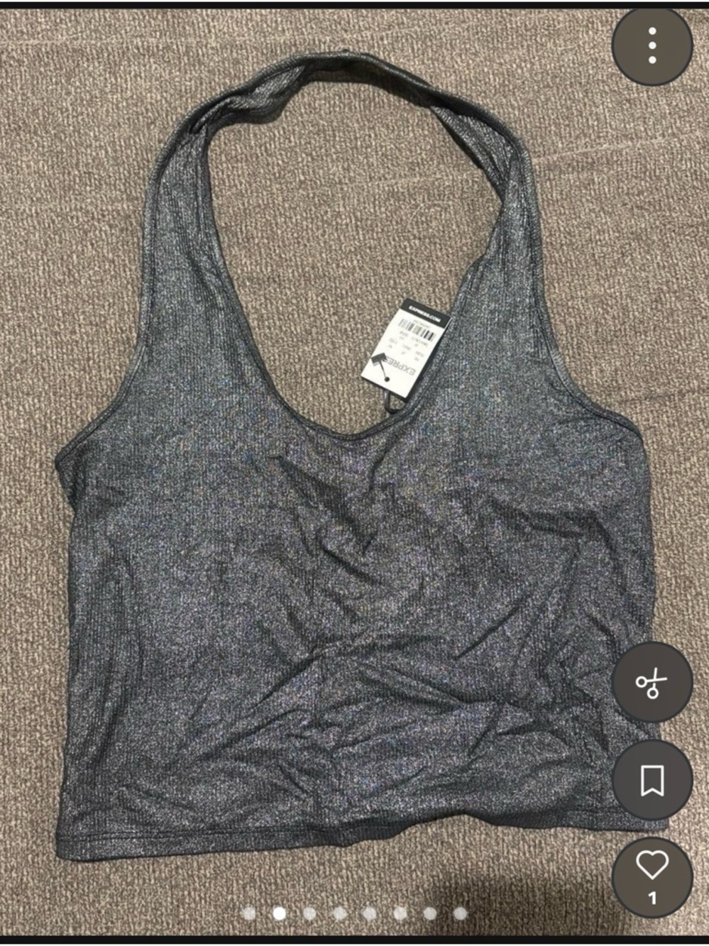 New Express Metallic Black halter Tank Top - Picture 3 of 7